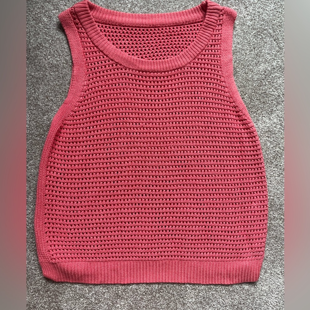 Coral Pink Sleeveless Knit Top